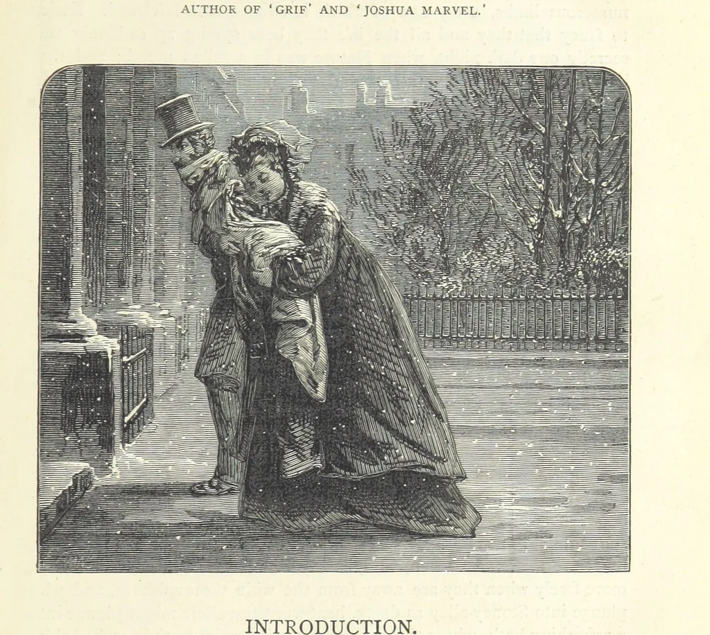 An illustration from Christmas Stories. Blade-O'-Grass, Golden Grain, and Bread and Cheese and Kisses, 1874, leaf 9