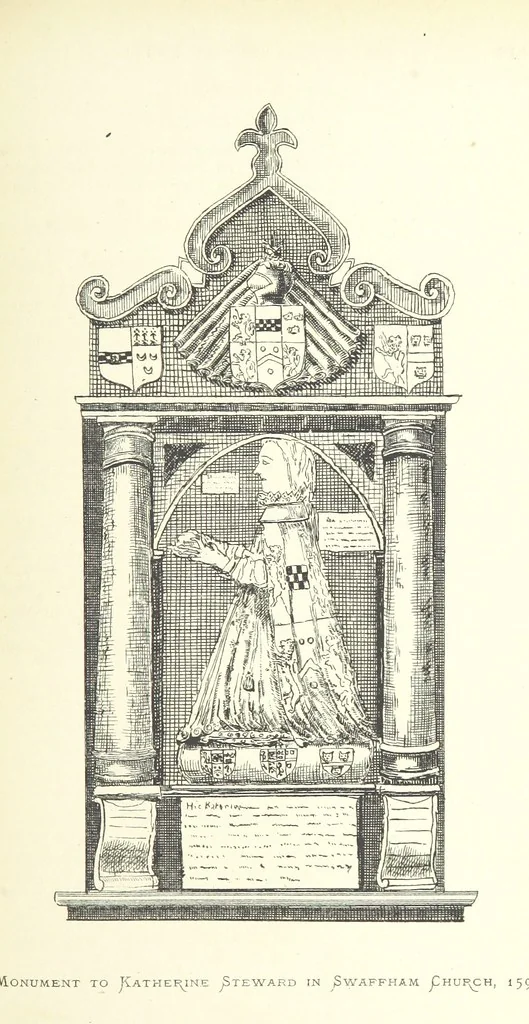 An illustration from The Church Heraldry of Norfolk: a description of all coats of arms on brasses, monuments, etc., now to be found in the county. Illustrated ... With Notes from the inscriptions attached, 1885, leaf 137