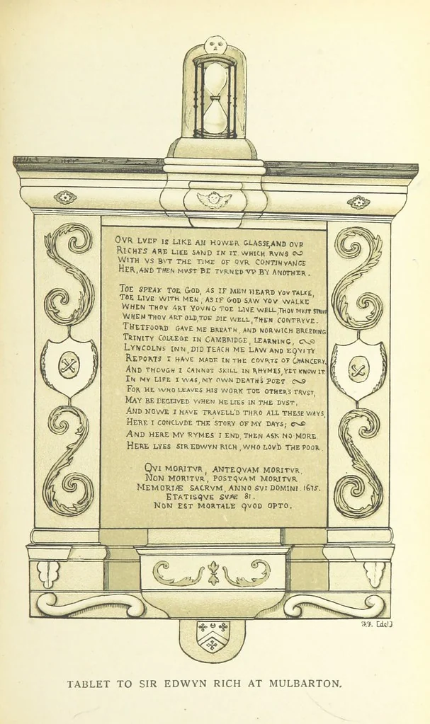An illustration from The Church Heraldry of Norfolk: a description of all coats of arms on brasses, monuments, etc., now to be found in the county. Illustrated ... With Notes from the inscriptions attached, 1885, leaf 243