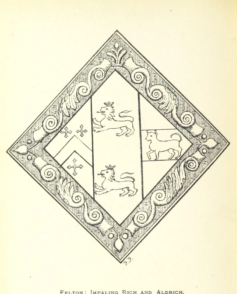 An illustration from The Church Heraldry of Norfolk: a description of all coats of arms on brasses, monuments, etc., now to be found in the county. Illustrated ... With Notes from the inscriptions attached, 1885, leaf 250