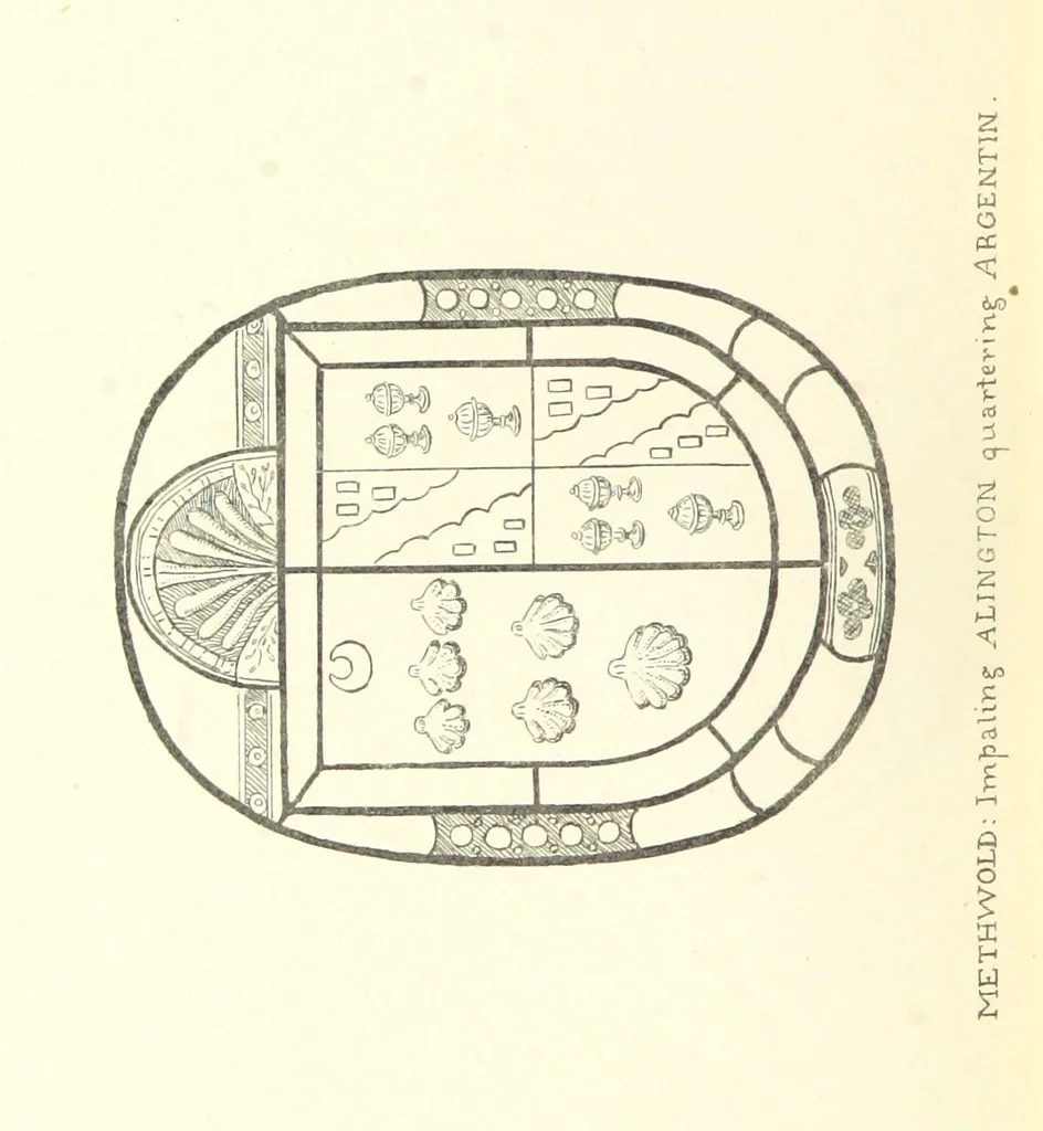 An illustration from The Church Heraldry of Norfolk: a description of all coats of arms on brasses, monuments, etc., now to be found in the county. Illustrated ... With Notes from the inscriptions attached, 1885, leaf 276