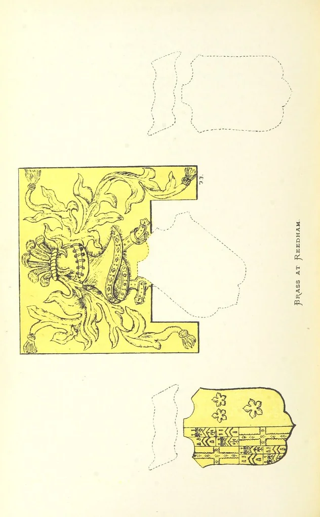 An illustration from The Church Heraldry of Norfolk: a description of all coats of arms on brasses, monuments, etc., now to be found in the county. Illustrated ... With Notes from the inscriptions attached, 1885, leaf 308