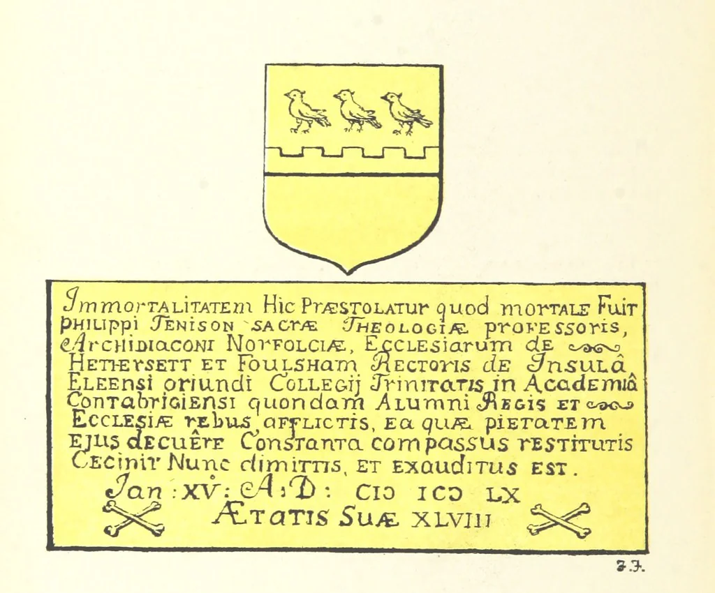 An illustration from The Church Heraldry of Norfolk: a description of all coats of arms on brasses, monuments, etc., now to be found in the county. Illustrated ... With Notes from the inscriptions attached, 1885, leaf 364