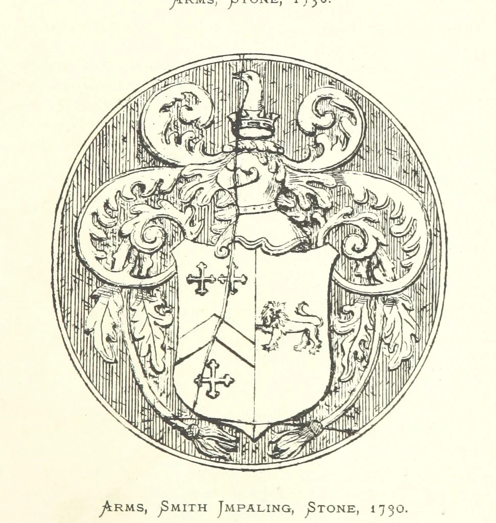 An illustration from The Church Heraldry of Norfolk: a description of all coats of arms on brasses, monuments, etc., now to be found in the county. Illustrated ... With Notes from the inscriptions attached, 1885, leaf 395