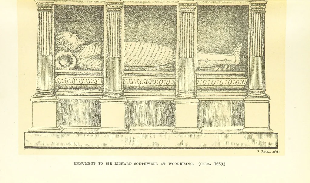 An illustration from The Church Heraldry of Norfolk: a description of all coats of arms on brasses, monuments, etc., now to be found in the county. Illustrated ... With Notes from the inscriptions attached, 1885, leaf 431