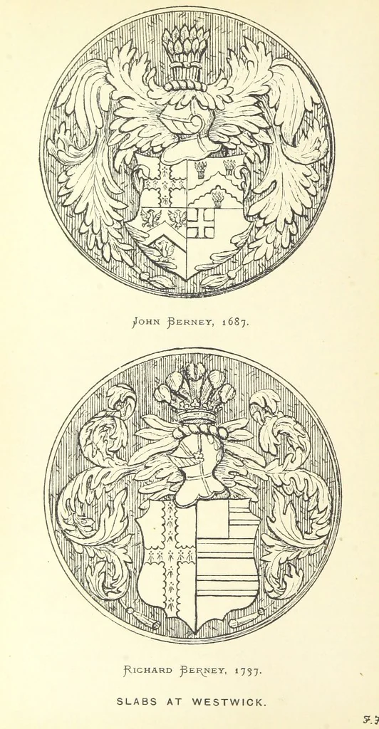 An illustration from The Church Heraldry of Norfolk: a description of all coats of arms on brasses, monuments, etc., now to be found in the county. Illustrated ... With Notes from the inscriptions attached, 1885, leaf 510