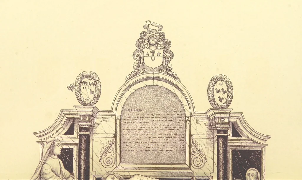 An illustration from The Church Heraldry of Norfolk: a description of all coats of arms on brasses, monuments, etc., now to be found in the county. Illustrated ... With Notes from the inscriptions attached, 1885, leaf 88