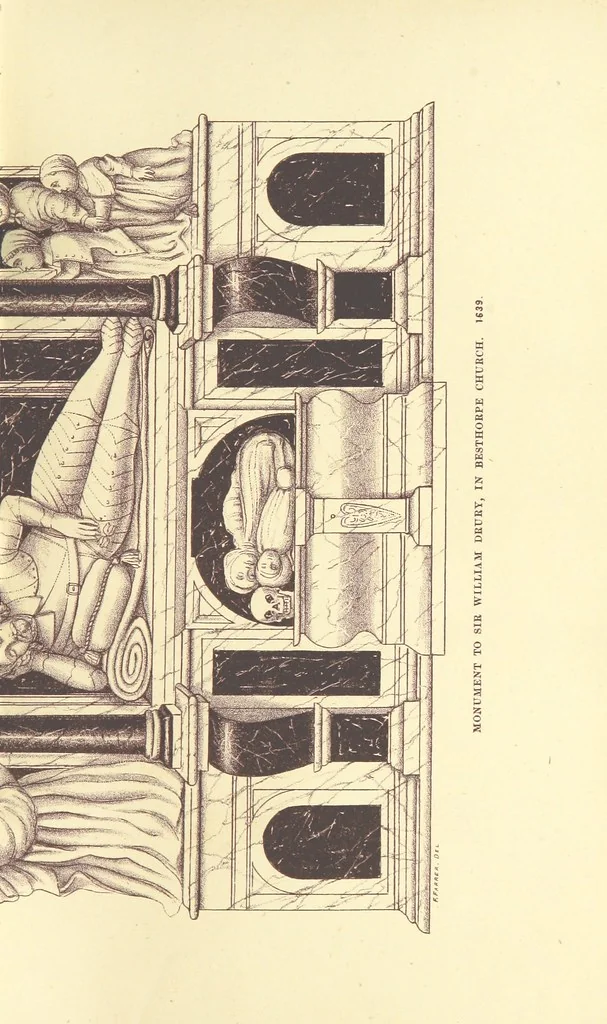 An illustration from The Church Heraldry of Norfolk: a description of all coats of arms on brasses, monuments, etc., now to be found in the county. Illustrated ... With Notes from the inscriptions attached, 1885, leaf 89