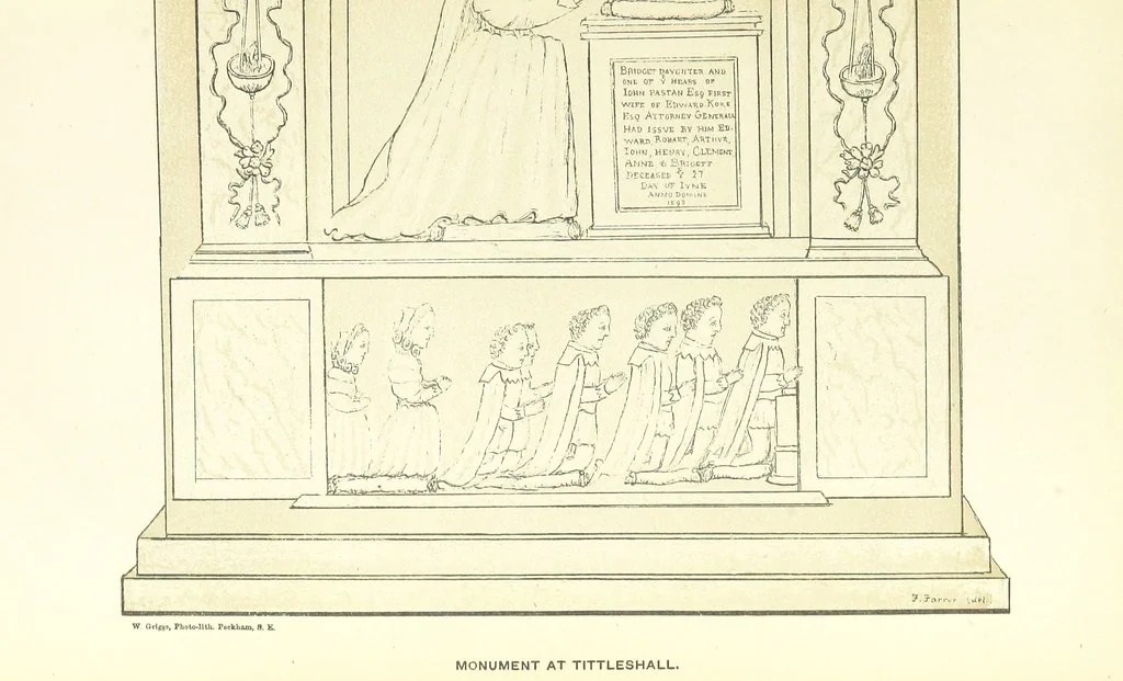 An illustration from The Church Heraldry of Norfolk: a description of all coats of arms on brasses, monuments, etc., now to be found in the county. Illustrated ... With Notes from the inscriptions attached, 1885, leaf 177