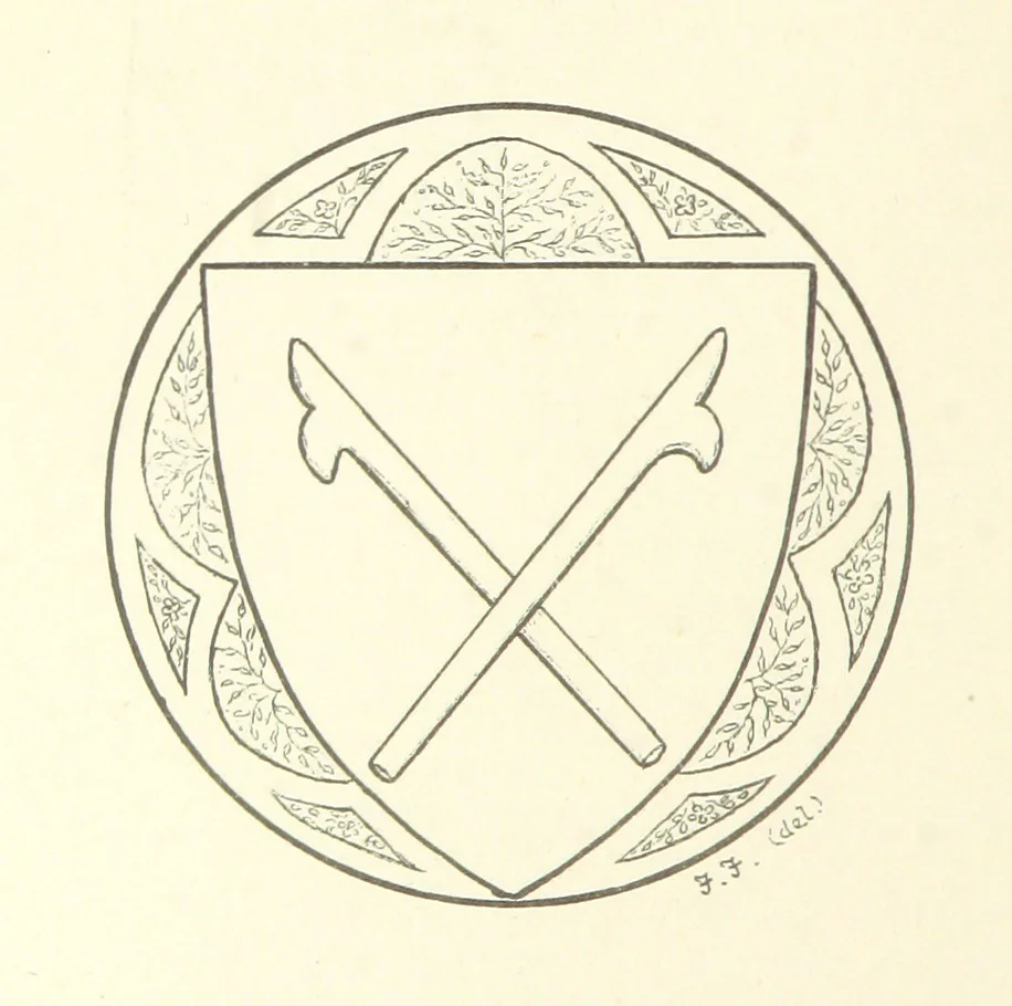 An illustration from The Church Heraldry of Norfolk: a description of all coats of arms on brasses, monuments, etc., now to be found in the county. Illustrated ... With Notes from the inscriptions attached, 1885, leaf 184
