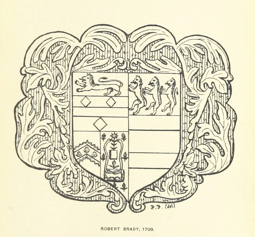An illustration from The Church Heraldry of Norfolk: a description of all coats of arms on brasses, monuments, etc., now to be found in the county. Illustrated ... With Notes from the inscriptions attached, 1885, leaf 237