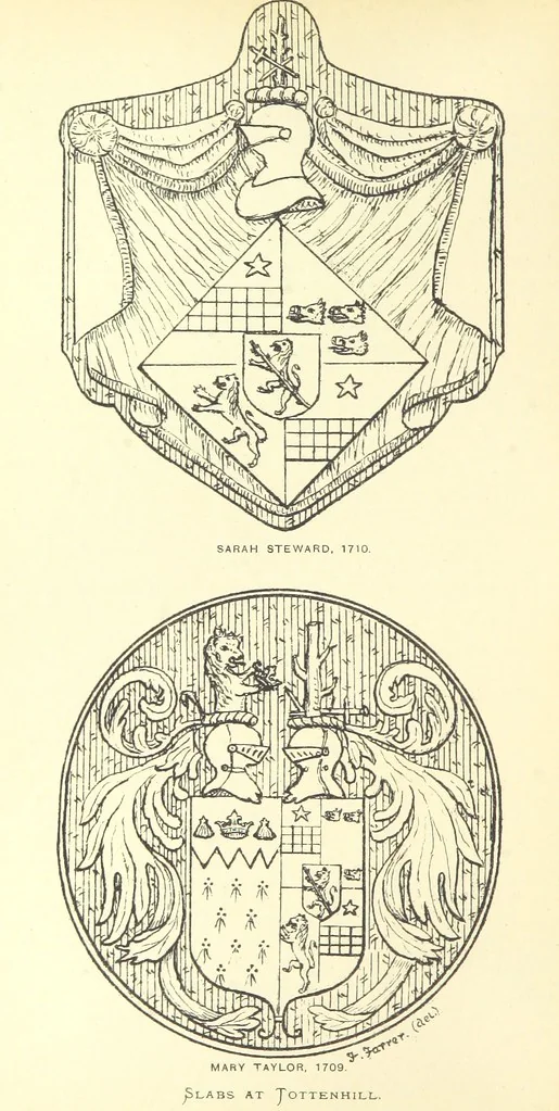 An illustration from The Church Heraldry of Norfolk: a description of all coats of arms on brasses, monuments, etc., now to be found in the county. Illustrated ... With Notes from the inscriptions attached, 1885, leaf 276