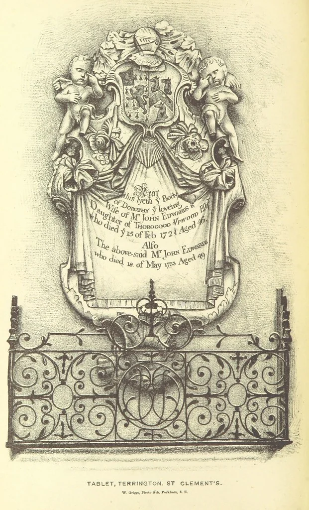 An illustration from The Church Heraldry of Norfolk: a description of all coats of arms on brasses, monuments, etc., now to be found in the county. Illustrated ... With Notes from the inscriptions attached, 1885, leaf 294