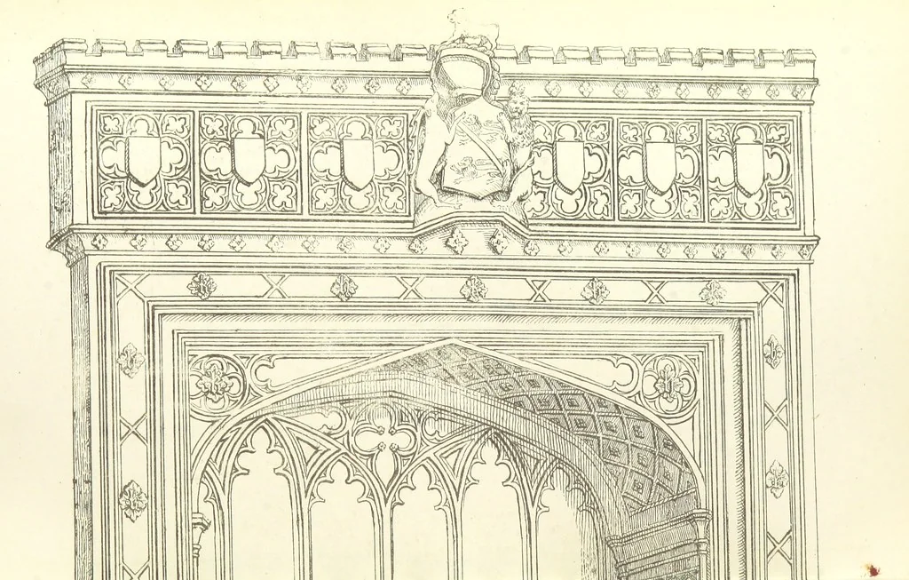 An illustration from The Church Heraldry of Norfolk: a description of all coats of arms on brasses, monuments, etc., now to be found in the county. Illustrated ... With Notes from the inscriptions attached, 1885, leaf 428