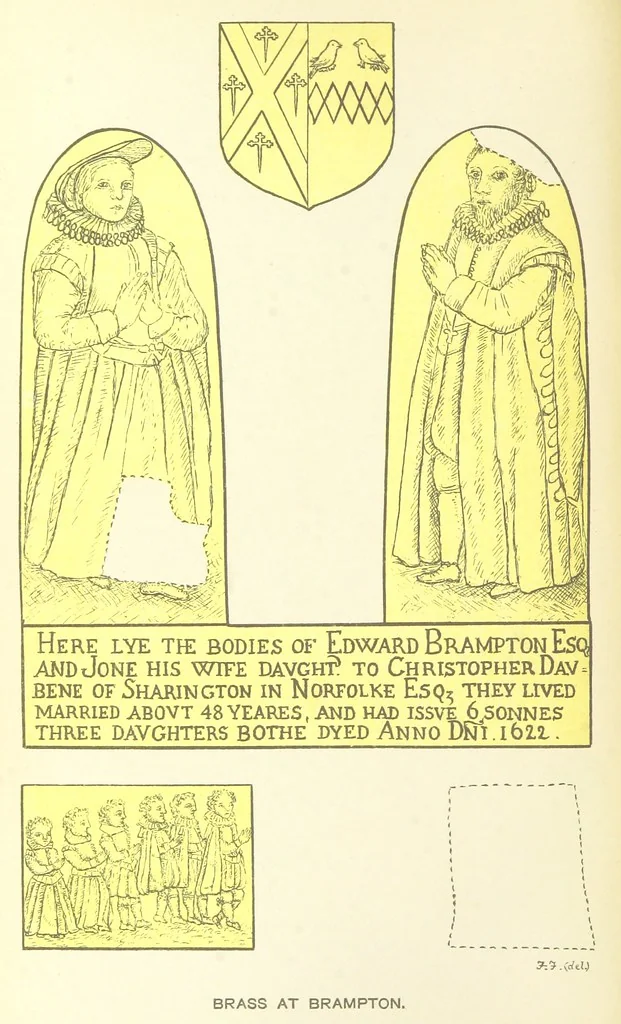 An illustration from The Church Heraldry of Norfolk: a description of all coats of arms on brasses, monuments, etc., now to be found in the county. Illustrated ... With Notes from the inscriptions attached, 1885, leaf 48
