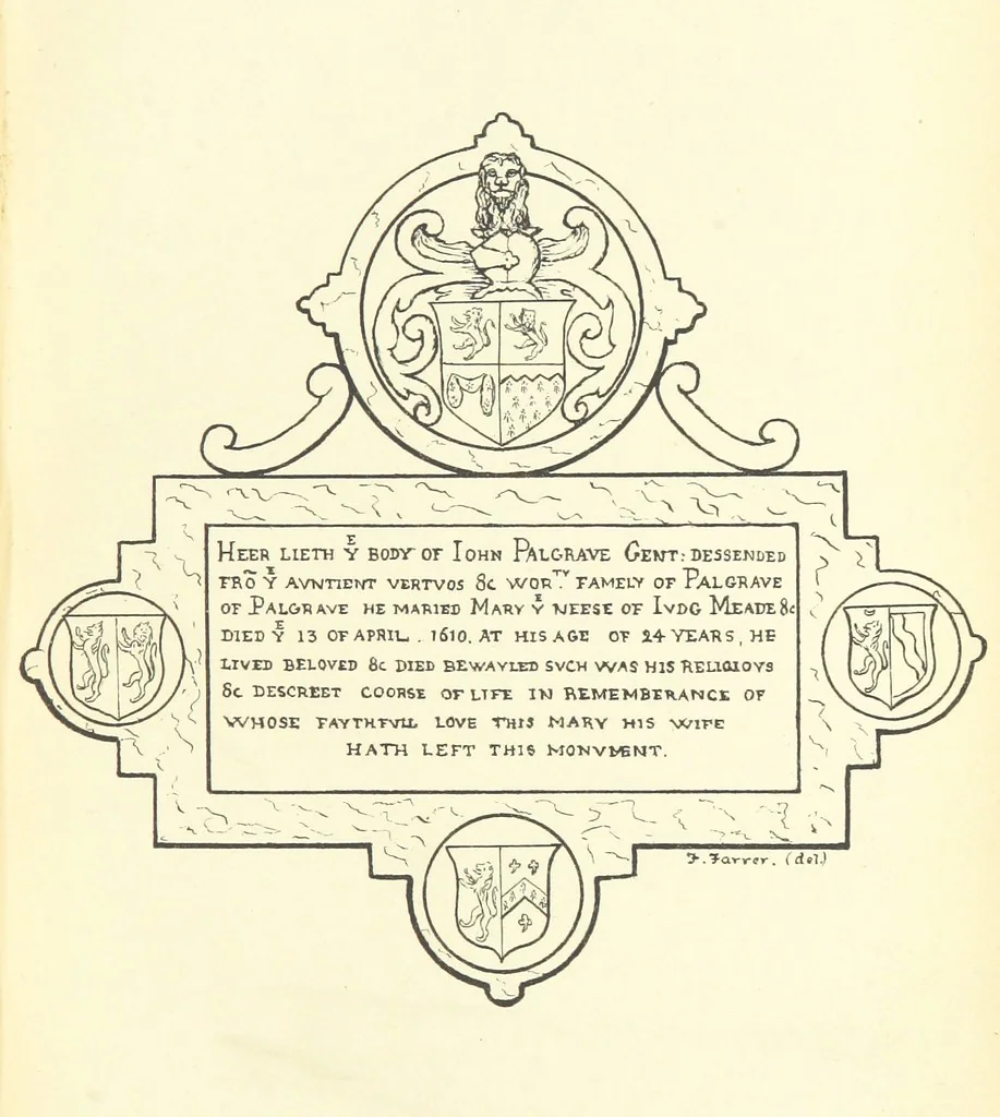 An illustration from The Church Heraldry of Norfolk: a description of all coats of arms on brasses, monuments, etc., now to be found in the county. Illustrated ... With Notes from the inscriptions attached, 1885, leaf 533