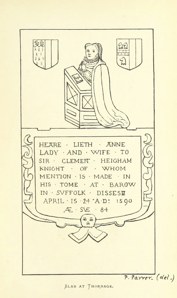 An illustration from The Church Heraldry of Norfolk: a description of all coats of arms on brasses, monuments, etc., now to be found in the county. Illustrated ... With Notes from the inscriptions attached, 1885, leaf 553