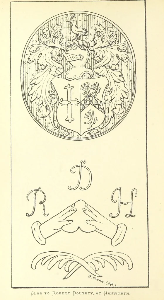 An illustration from The Church Heraldry of Norfolk: a description of all coats of arms on brasses, monuments, etc., now to be found in the county. Illustrated ... With Notes from the inscriptions attached, 1885, leaf 578