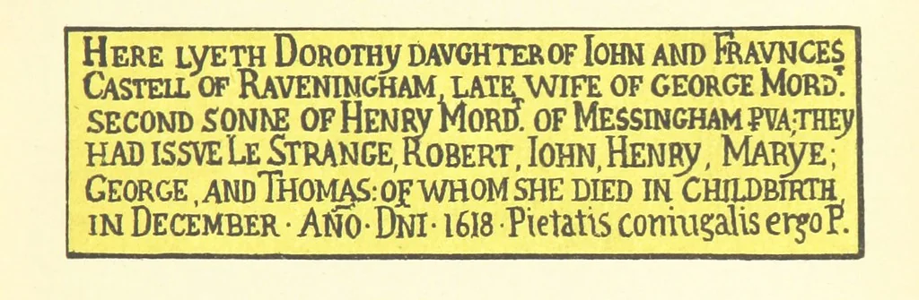 An illustration from The Church Heraldry of Norfolk: a description of all coats of arms on brasses, monuments, etc., now to be found in the county. Illustrated ... With Notes from the inscriptions attached, 1885, leaf 61