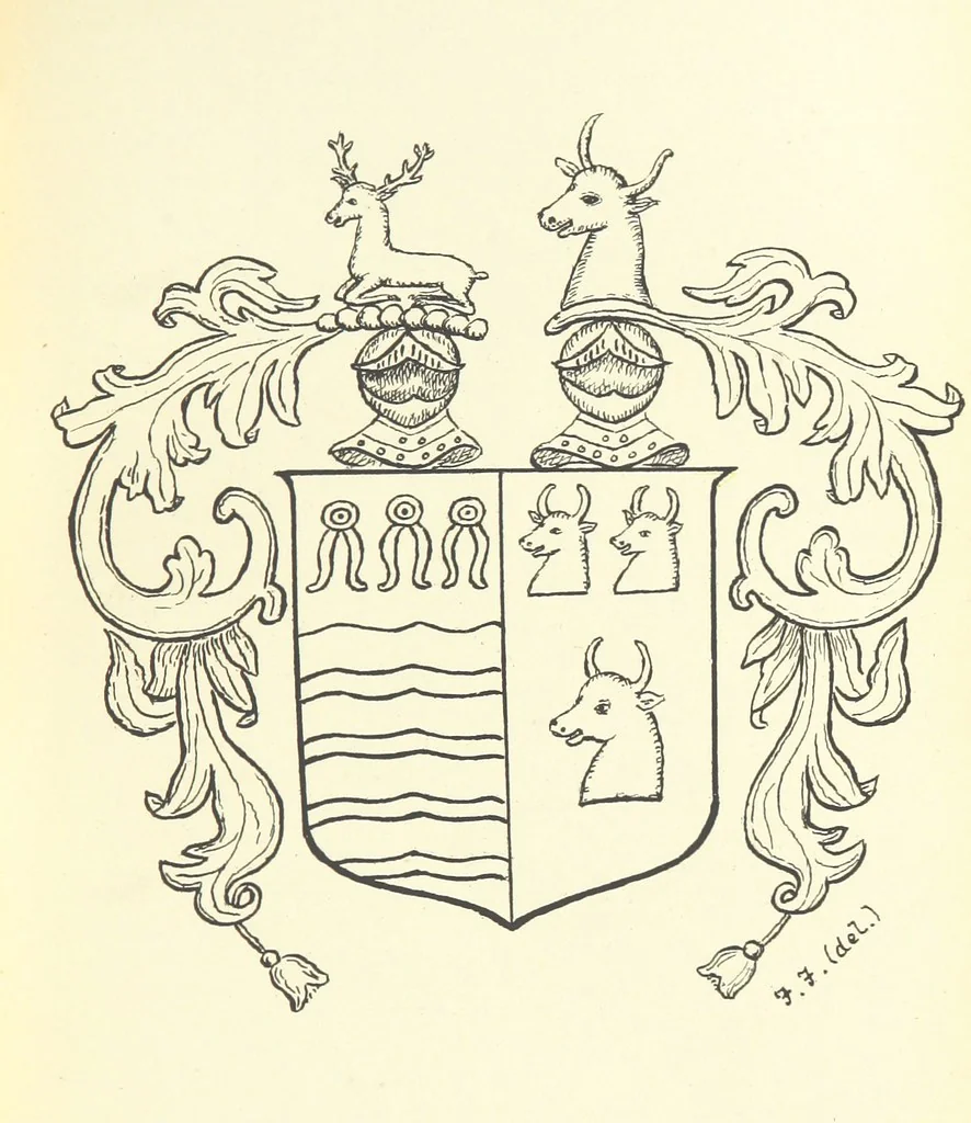 An illustration from The Church Heraldry of Norfolk: a description of all coats of arms on brasses, monuments, etc., now to be found in the county. Illustrated ... With Notes from the inscriptions attached, 1885, leaf 75