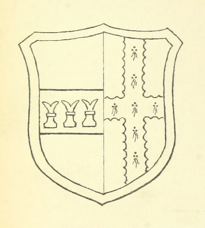 An illustration from The Church Heraldry of Norfolk: a description of all coats of arms on brasses, monuments, etc., now to be found in the county. Illustrated ... With Notes from the inscriptions attached, 1885, leaf 140