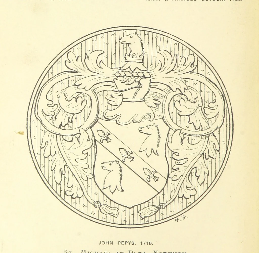 An illustration from The Church Heraldry of Norfolk: a description of all coats of arms on brasses, monuments, etc., now to be found in the county. Illustrated ... With Notes from the inscriptions attached, 1885, leaf 140
