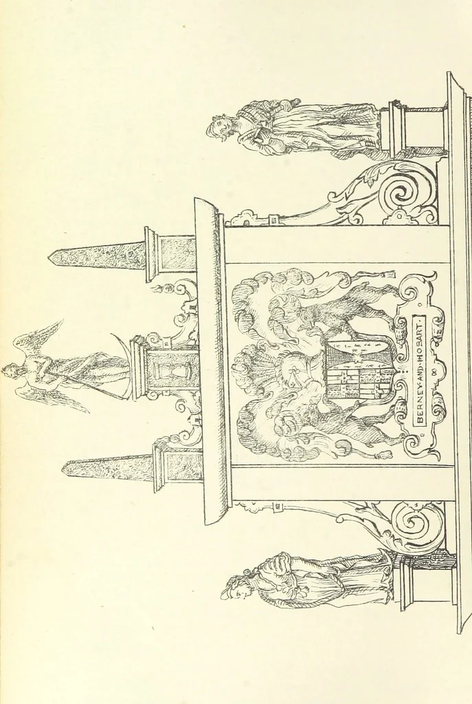 An illustration from The Church Heraldry of Norfolk: a description of all coats of arms on brasses, monuments, etc., now to be found in the county. Illustrated ... With Notes from the inscriptions attached, 1885, leaf 166