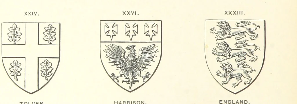 An illustration from The Church Heraldry of Norfolk: a description of all coats of arms on brasses, monuments, etc., now to be found in the county. Illustrated ... With Notes from the inscriptions attached, 1885, leaf 266