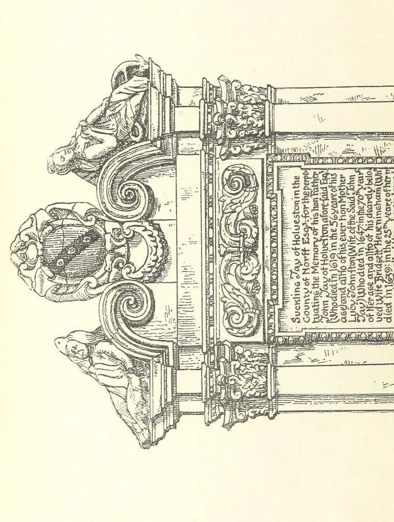 An illustration from The Church Heraldry of Norfolk: a description of all coats of arms on brasses, monuments, etc., now to be found in the county. Illustrated ... With Notes from the inscriptions attached, 1885, leaf 60