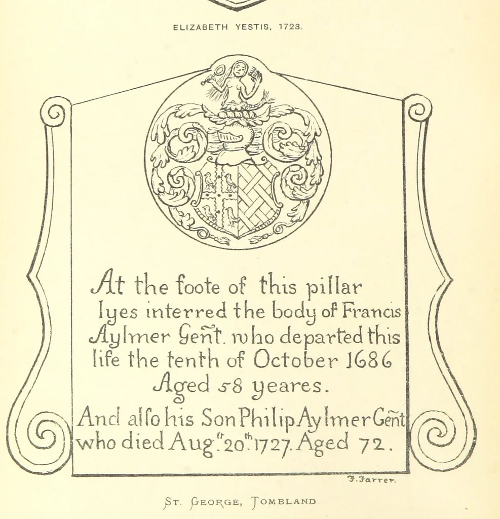 An illustration from The Church Heraldry of Norfolk: a description of all coats of arms on brasses, monuments, etc., now to be found in the county. Illustrated ... With Notes from the inscriptions attached, 1885, leaf 88