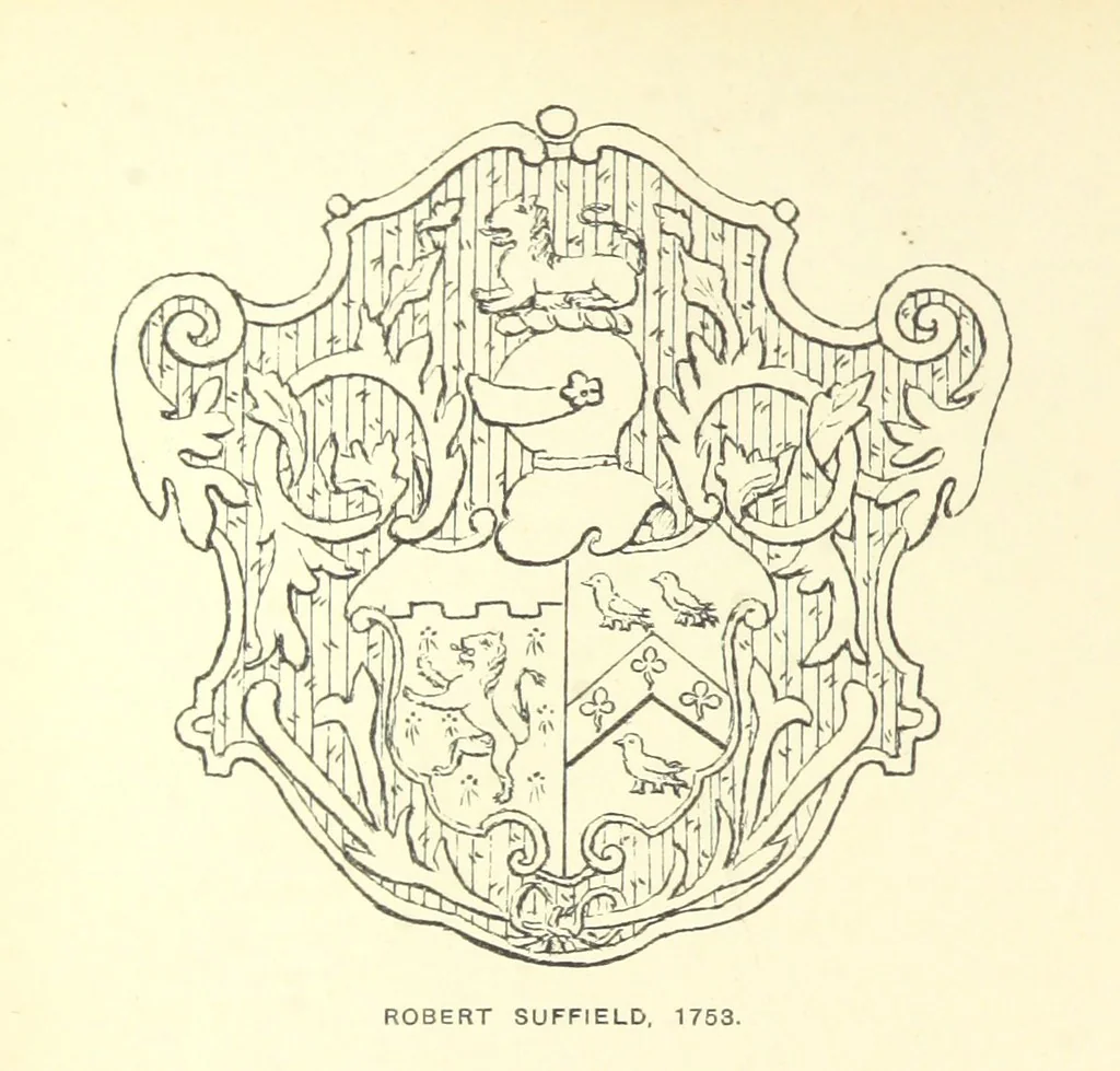 An illustration from The Church Heraldry of Norfolk: a description of all coats of arms on brasses, monuments, etc., now to be found in the county. Illustrated ... With Notes from the inscriptions attached, 1885, leaf 94