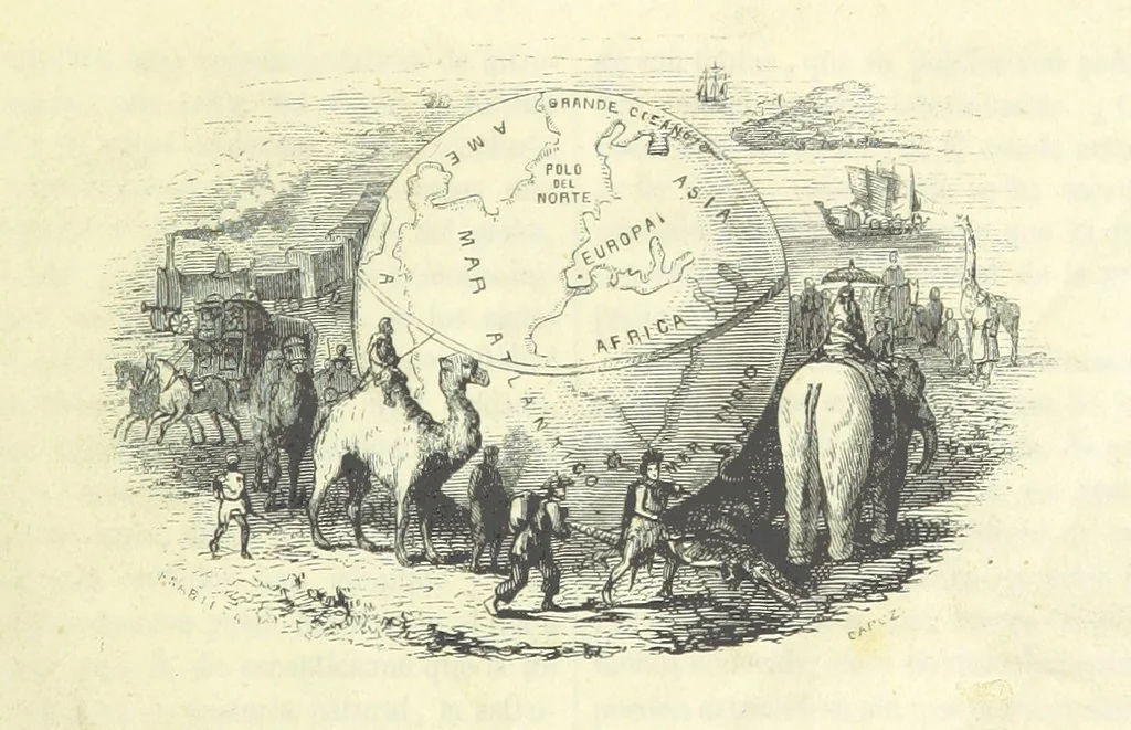 An illustration from Nuevo Viajero Universal, enciclopedia de viajes modernos, recopilacion de las obras mas notables sobre descubrimientos, exploraciones y aventuras, publicada por los mas célebres viajeros del siglo XIX. ... adornada con profusion de mapas, láminas sueltas y grabados, etc, 1859, leaf 9
