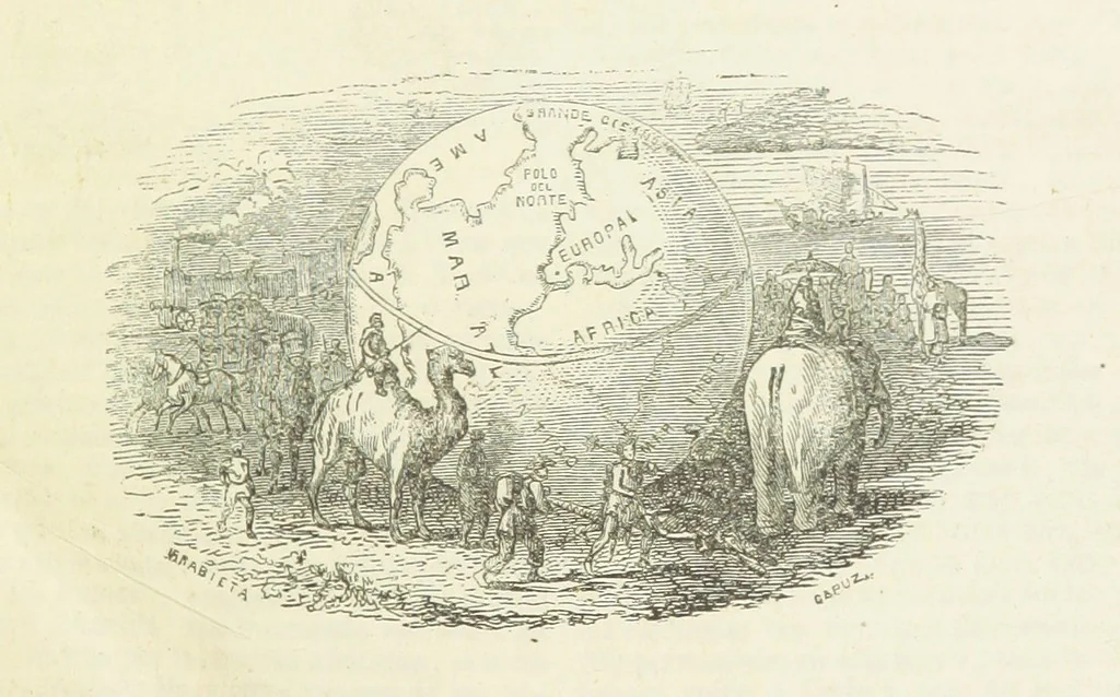 An illustration from Nuevo Viajero Universal, enciclopedia de viajes modernos, recopilacion de las obras mas notables sobre descubrimientos, exploraciones y aventuras, publicada por los mas célebres viajeros del siglo XIX. ... adornada con profusion de mapas, láminas sueltas y grabados, etc, 1859, leaf 9