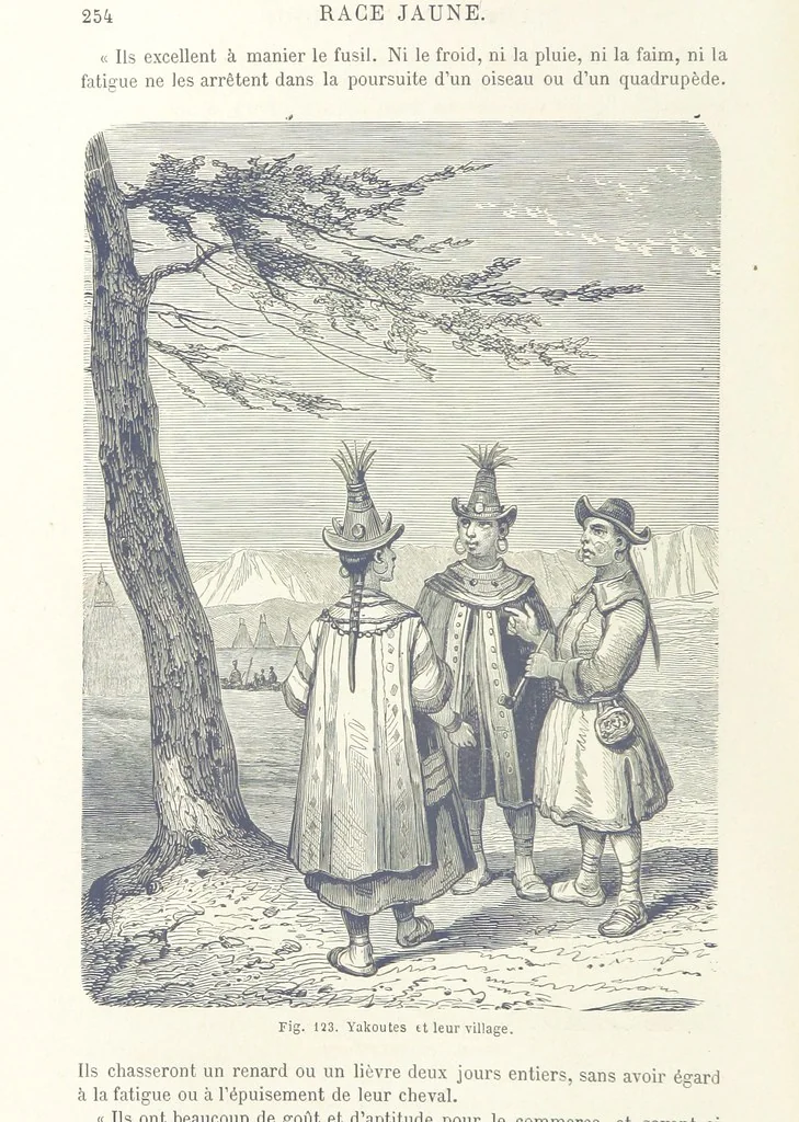 An illustration from Les Races Humaines ... Ouvrage illustré de 334 gravures dessinées sur bois, et de 8 chromo-lithographies, etc, 1872, leaf 270