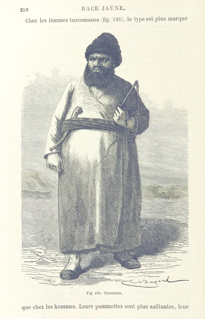 An illustration from Les Races Humaines ... Ouvrage illustré de 334 gravures dessinées sur bois, et de 8 chromo-lithographies, etc, 1872, leaf 274