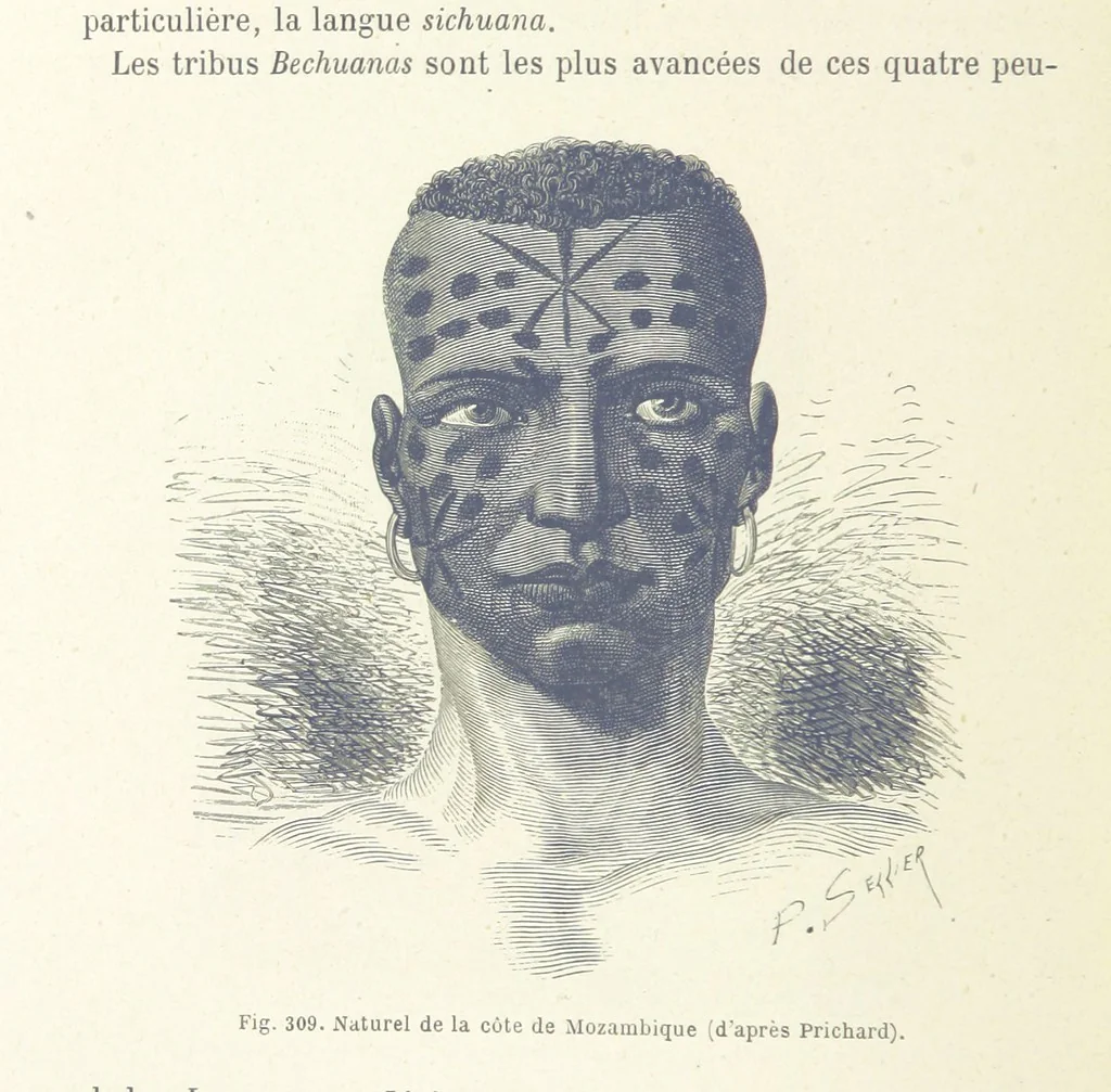 An illustration from Les Races Humaines ... Ouvrage illustré de 334 gravures dessinées sur bois, et de 8 chromo-lithographies, etc, 1872, leaf 606