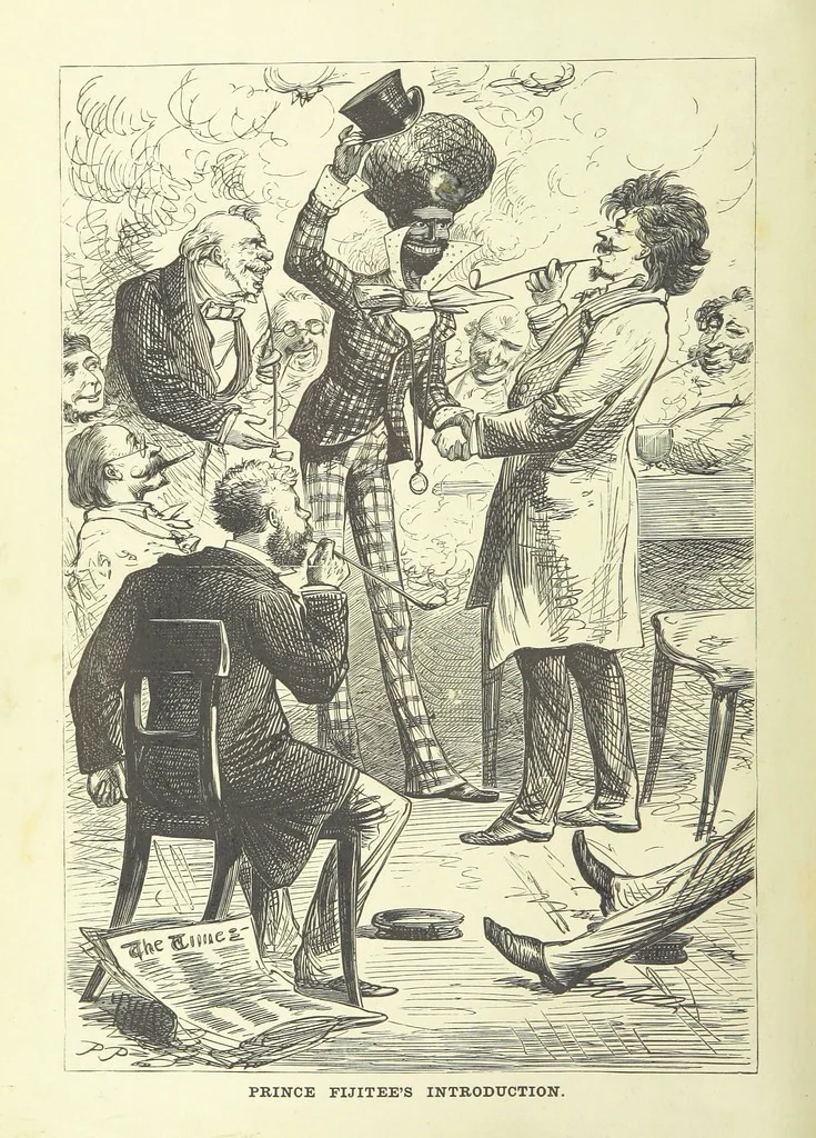 An illustration from The Fijiad; or, English Nights' Entertainments. (By an author of the Siliad [i.e. R. Emerson] and others.), 1874, leaf 16