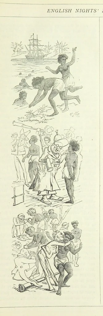An illustration from The Fijiad; or, English Nights' Entertainments. (By an author of the Siliad [i.e. R. Emerson] and others.), 1874, leaf 53