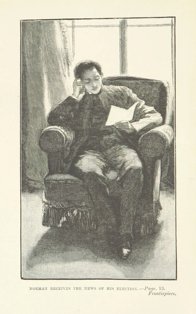 An illustration from Norman Reid, M. A. [A tale, 1890, leaf 6
