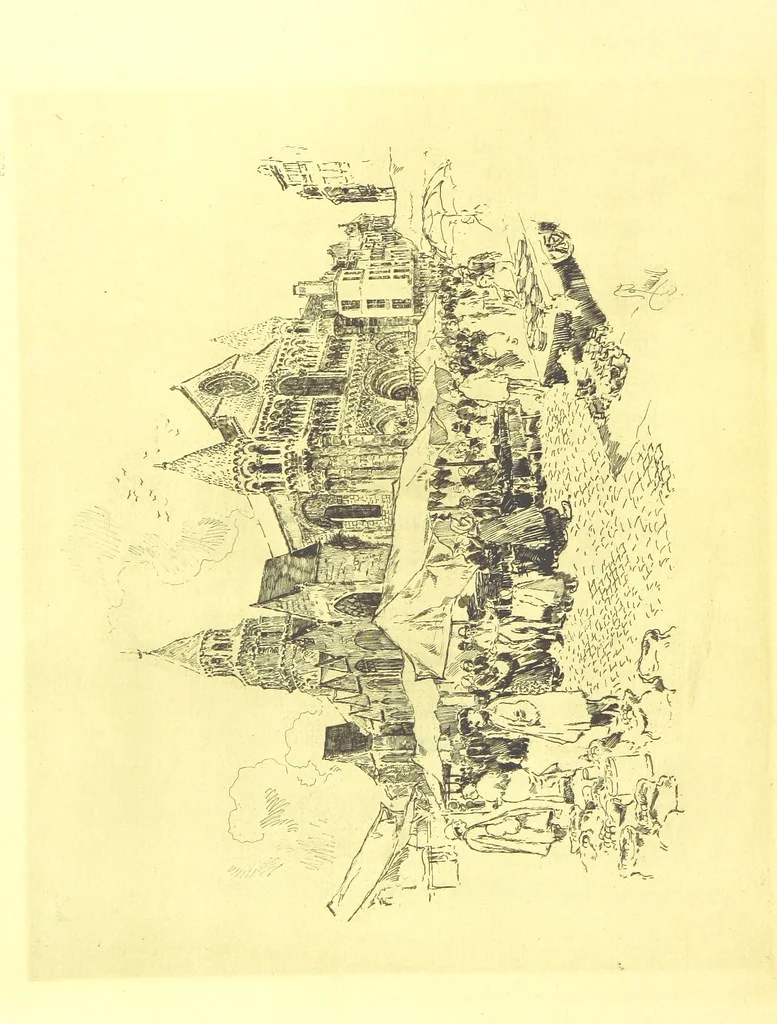 An illustration from Aquitaine: a traveller's tales. ... With illustrations by J. Pennell, etc, 1897, leaf 150