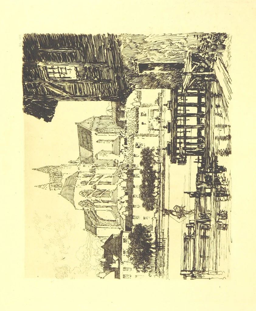 An illustration from Aquitaine: a traveller's tales. ... With illustrations by J. Pennell, etc, 1897, leaf 202