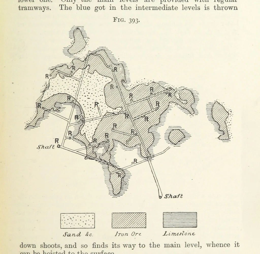 An illustration from A Text-book of Ore and Stone Mining ... With frontispiece and 716 illustrations, 1894, leaf 377