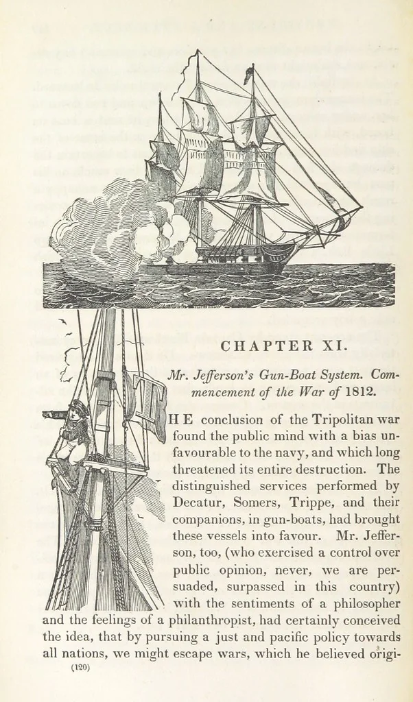 An illustration from The Book of the Navy; comprising a general history of the American Marine; and particular accounts of all the most celebrated naval battles, from the Declaration of Independence to the present time. With an appendix, 1843, leaf 130