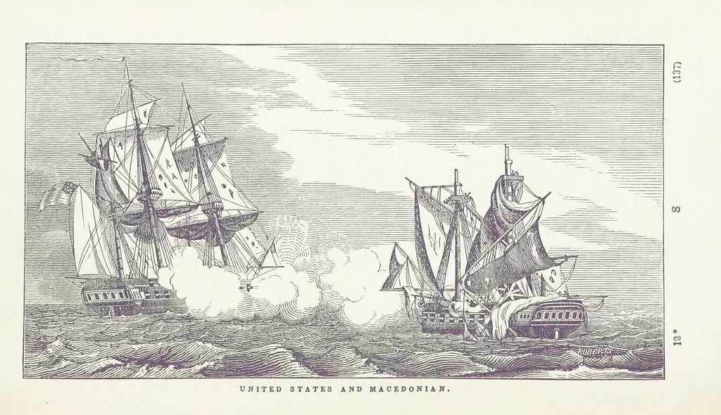 An illustration from The Book of the Navy; comprising a general history of the American Marine; and particular accounts of all the most celebrated naval battles, from the Declaration of Independence to the present time. With an appendix, 1843, leaf 147