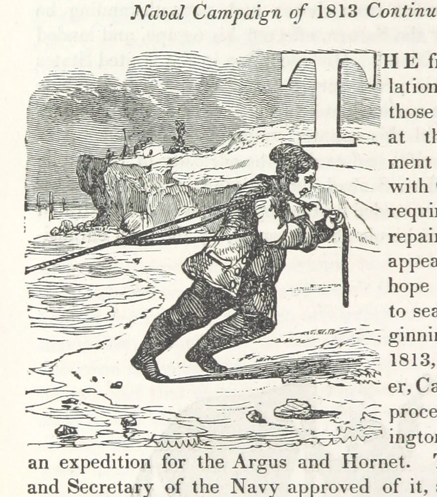 An illustration from The Book of the Navy; comprising a general history of the American Marine; and particular accounts of all the most celebrated naval battles, from the Declaration of Independence to the present time. With an appendix, 1843, leaf 186