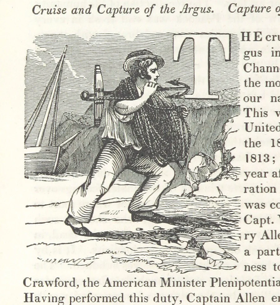 An illustration from The Book of the Navy; comprising a general history of the American Marine; and particular accounts of all the most celebrated naval battles, from the Declaration of Independence to the present time. With an appendix, 1843, leaf 198