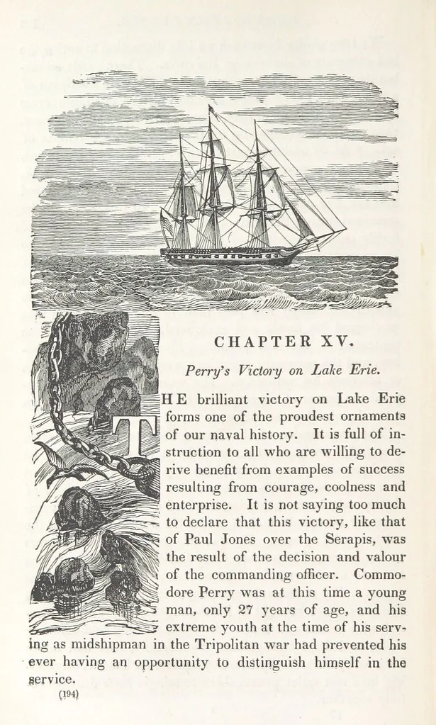 An illustration from The Book of the Navy; comprising a general history of the American Marine; and particular accounts of all the most celebrated naval battles, from the Declaration of Independence to the present time. With an appendix, 1843, leaf 204