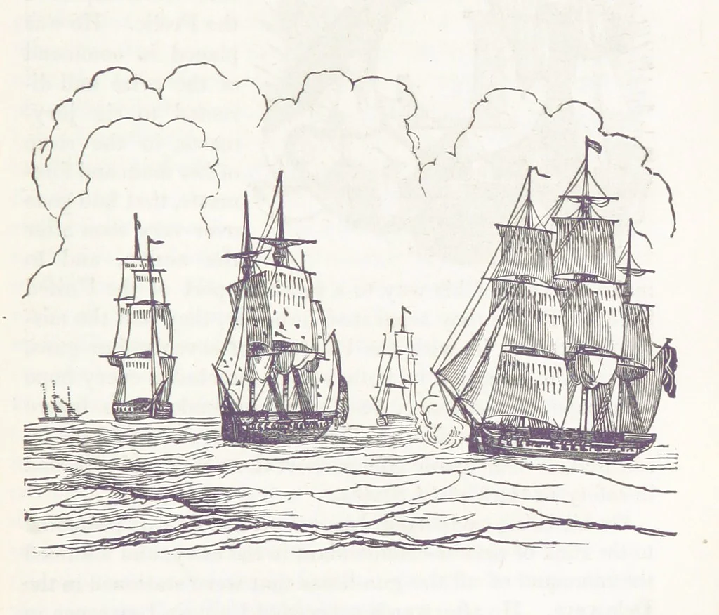 An illustration from The Book of the Navy; comprising a general history of the American Marine; and particular accounts of all the most celebrated naval battles, from the Declaration of Independence to the present time. With an appendix, 1843, leaf 255