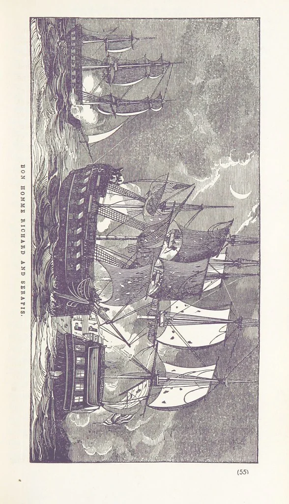 An illustration from The Book of the Navy; comprising a general history of the American Marine; and particular accounts of all the most celebrated naval battles, from the Declaration of Independence to the present time. With an appendix, 1843, leaf 63
