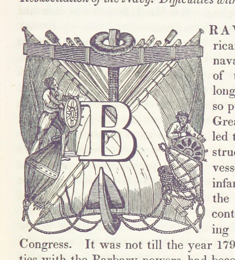An illustration from The Book of the Navy; comprising a general history of the American Marine; and particular accounts of all the most celebrated naval battles, from the Declaration of Independence to the present time. With an appendix, 1843, leaf 79